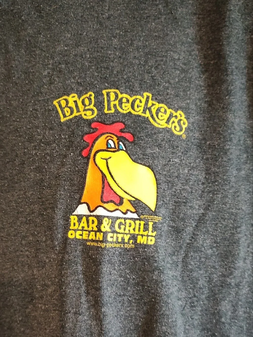Big Peckers Bar & Grill Charcoal Gray Logo Tee - Men's Ocean City MD, Shirt